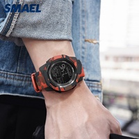 Jam Tangan Digital LCD Pria SMAEL 8105MC Motif Kamuflase, Stopwatch, Alarm, Tahan Air 50 Bar, Tali Silikon Sporty Kasual