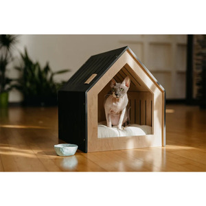 Maison pour animaux de compagnie multifonctionnelle moderne en bois, universelle avec porte pour petits animaux, design en kit, pour salon - Product Image 2
