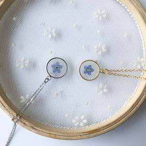 Collier en moissanite plaqué or, fleur bleue « oubliez-moi-pas » séchée, colliers botaniques secs pour femmes - Product Image 4