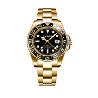Montre automatique de luxe pour homme, montre-bracelet mécanique étanche en or, logo personnalisé, acier inoxydable