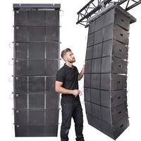 Speaker Line Array Neodymium LA-212 Double 12 Inch 3 Way 1200W Sistem Suara Metal dan Kayu untuk Konser Luar Ruangan