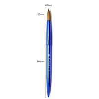Professionnel Kolinsky Brosse À Ongles Logo Personnalisé Bleu Brosse À Ongles En Métal Pour Acrylique Rond Kolinsky Nail Art Brosse Pour Poudre Acrylique