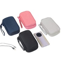 Tas Penyimpanan Kabel Data Gaya Jepang dengan Ritsleting Kulit, untuk Perjalanan Santai, Charger, Ponsel, Hard Drive, USB Flash Drive