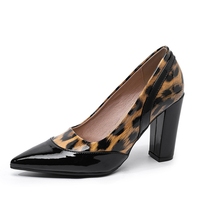 Nouvelle chaussure à talon épais et bout pointu imprimé léopard, élégante et sexy, pour le travail, talons très hauts pour femme – Collection 2026