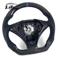 Volant personnalisé en cuir perforé noir en fibre de carbone pour BMW Série 5 E60 E61 540i M5 2003 - 2010