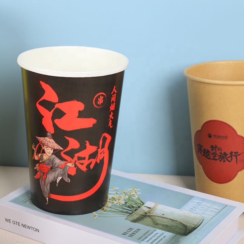 Customizable LOGO Printing Biodegradable Kraft Paper Disposable Go Food Containers Hot Soup Cups Bowl Noodle Oden Salad