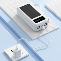Batterie Externe Solaire 10 000 mAh 20 000 mAh 50 000 mAh Chargeur Portable avec Câbles Intégrés 3 Entrées 3 Sorties Charge Rapide Cordon de Transport