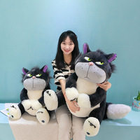 Peluches Lucifer mignonnes de 30-80 cm, poupées en peluche chat Lucifer, jouets en peluche de dessin animé, animaux en peluche, coussins, porte-clés