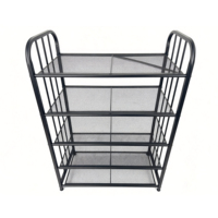 Organisateur de chaussures en métal portable moderne et durable à quatre niveaux, étagère de rangement multifonctionnelle pour chaussures au sol pour la maison