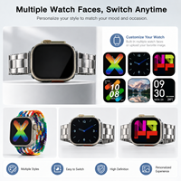 Montre connectée avec boîtier en alliage d'aluminium, bracelet en silicone, écran tactile, suivi de santé Bluetooth, montre connectée unisexe avec haut-parleur Bluetooth