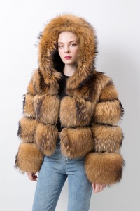 Soldes Black Friday QIUCHEN- QC20018 Nouveauté Manteaux Courts en Vraie <span class=keywords><strong>Fourrure</strong></span> de Raton Laveur pour Femme avec <span class=keywords><strong>Capuche</strong></span> en <span class=keywords><strong>Fourrure</strong></span> - Product Image 5