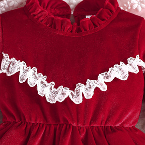 เสื้อผ้าเด็กผู้หญิงฤดูใบไม้ร่วงฤดูหนาวหวานน่ารักผ้ากำมะหยี่ลูกไม้ข้อมือคอเสื้อแขนยาวชุดเดรสเด็กผู้หญิง 0-3Y - Product Image 4