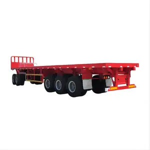 3 gandar 4 AS 40T 60T tempat tidur datar wadah Semi Trailer Truk bekas untuk Afrika baja Ce semi-trailer 28 ton