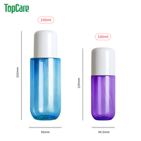 Bouteille PET en forme de capsule unique de 100 ml et 240 ml avec tête de pompe assortie et capuchon de protection pour le remplissage de sérum de soin de la peau, sérigraphiée