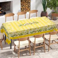 Nappe à carreaux jaunes motif marguerites blanches, résistante à l'huile, pour cuisine, pique-nique, style campagnard - Prix usine - Offre spéciale