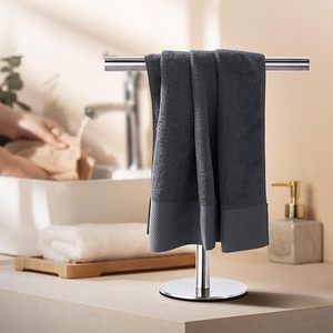Standing <b>Towel</b> <b>Rack</b> Stainless Steel Freestanding Bathroom <b>Towel</b> Bar Decorative <b>Storage</b> Shelf Countertop T Shape Toilet Paper - Product Image 2