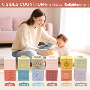 FiveStar 12 pièces <span class=keywords><strong>jouet</strong></span> de dentition en plastique souple bébé blocs de construction empilables numériques jouets Montessori sensoriels avec <span class=keywords><strong>sac</strong></span> de rangement - Product Image 5