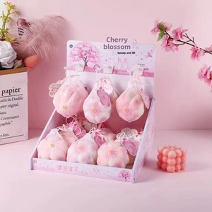 Stress-relief Rubber Cherry Blossom Squishy Tofu-shaped Slow-Rebound Ball-for Tension Release Great Holiday Gift <b>Educational</b> <b>Toy</b> - Product Image 4