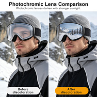 Masque de ski photochromique CE à contraste élevé, double couche anti-buée, design sans monture, lunettes de snowboard pour sports d'hiver, personnalisation fabricant