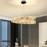 Lustre LED en cristal d'acier inoxydable personnalisé variable 3 couleurs angle de faisceau 180 lampe pendante de barre de table à manger