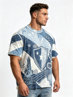 T-shirt en coton 100% de haute qualité OEM, taille plus, impression numérique personnalisée, logo, 270 g/m², t-shirt uni à col rond pour homme, t-shirt personnalisé