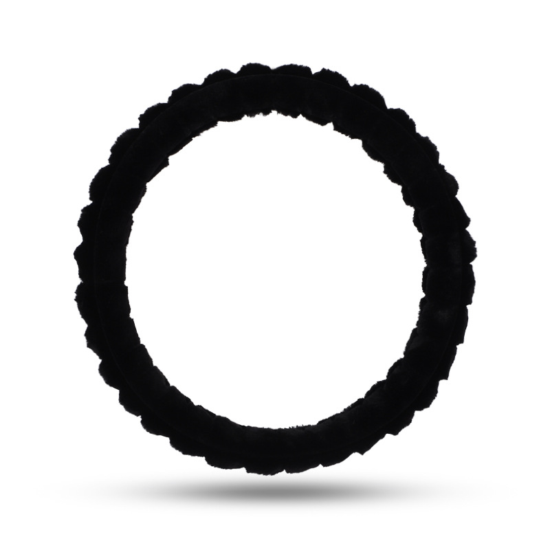 Rabbit fur puff pastry black steering wheel