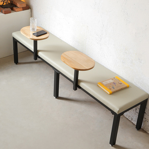 Divano per Negozio di Tè al Latte, Area d'Attesa a Parete, Tavolo e Sedie in Legno Massello per Caffetteria Commerciale, Panca Lunga Integrata - Product Image 4