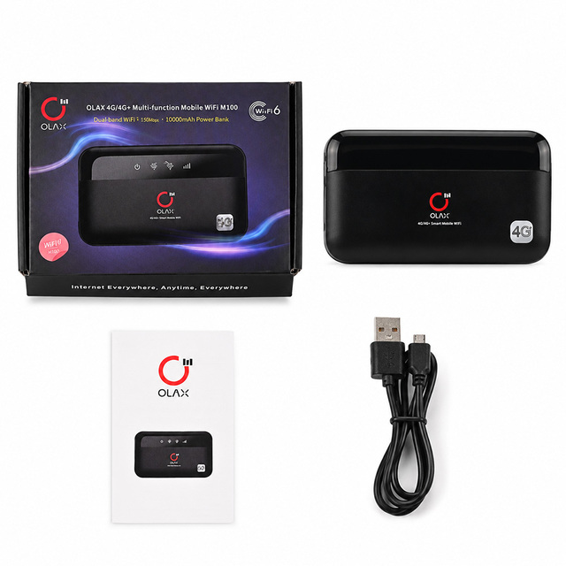 OLAX M100 2.4G 5.8G Dual Band Wireless Router 4g Wifi Router With 10000mah Power Bank 150mbps Mobile Hotspot Vpn Firewall