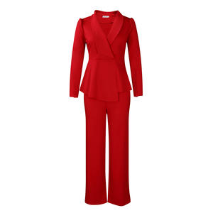 Conjunto de traje de <span class=keywords><strong>Blazer</strong></span> y pantalones ajustados a la moda para <span class=keywords><strong>mujer</strong></span>, conjunto de <span class=keywords><strong>Blazer</strong></span> de <span class=keywords><strong>mujer</strong></span> con peplum - Product Image 6