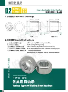 EWC1216 Cylindrical Spherical Fishing Needle Roller Bearings 1 Way Clutch Bearings 12*18*16mm