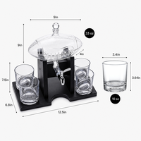 Decantador de whisky de vidrio artesanal de 1000 ml con forma de balón de fútbol y 4 vasos de whisky con base de balón de fútbol para licor, vodka, whisky y ron