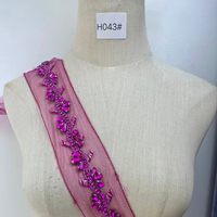 WTP-1563 Keering – Garniture en dentelle brodée à la main avec fleurs, perles de cristal et strass pour robe de mariée et robe de soirée