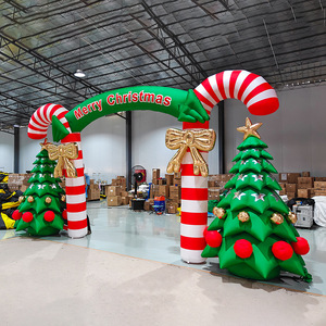 Arche de Noël gonflable avec piliers et arbres en forme de canne à sucre, décoration de Noël en PVC pour l'extérieur, pour vitrine de magasin - Product Image 2