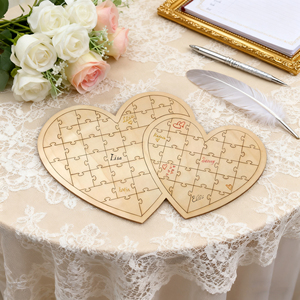 Libro de Visitas Alternativo con Diseño de Rompecabezas de Corazón para Boda, con Letrero, para Fiesta de Compromiso, Aniversario - Product Image 2