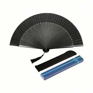 Nuevo Abanico de Mano de Seda Hilada Color Negro Hueso, Ecológico, de Bambú, con Técnica de Tallado, Estilo Elegante para Caballero, Ideal para Halloween - Product Image 4