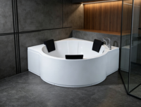 Baignoire d'angle en acrylique avec robinet, baignoire triangulaire avec mitigeur pour salle de bain à domicile
