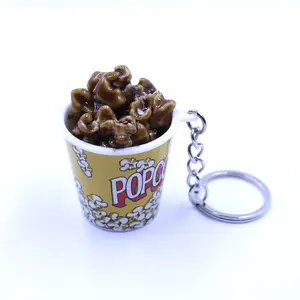 مخصص لتقوم بها بنفسك بلاستيكية صغيرة Popcorns مضحك هدية مخصصة ثلاثية الأبعاد المفاتيح محاكاة الفشار كيرينغ