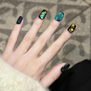 <span class=keywords><strong>Uñas</strong></span> Postizas de Alta Calidad con Diseño de Mariposa 3D, <span class=keywords><strong>Estilo</strong></span> Francés, <span class=keywords><strong>Uñas</strong></span> Cortas con Pegamento, Diamantes de Imitación, Diseño de Ojo de Gato ABS - Product Image 6