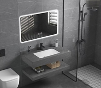 Meuble-lavabo mural de style moderne, directement de l'usine, avec lavabo en céramique et éclairage LED intelligent