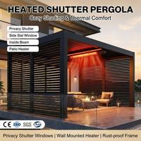 Pérgola de Aluminio Resistente a la Intemperie con Persianas de Privacidad, Ventanas, Calefactor de Alta Eficiencia de 2000W, Montaje en Pared, para Balcón y Exteriores