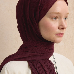 Hijab long froissé modal de haute qualité léger respirant doux écharpe multifonction impression de blocage des couleurs tenue quotidienne bureau - Product Image 1