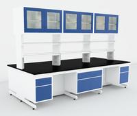 Banc de laboratoire mural de type cadre, table de travail en résine époxy, mobilier sur mesure, banc de travail de laboratoire pour hôpitaux