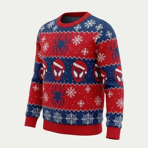 <span class=keywords><strong>Pull</strong></span> de Noël personnalisé OEM, <span class=keywords><strong>pull</strong></span> jacquard à col rond avec motif bonhomme de neige et sapin, service de vente en gros - Product Image 4
