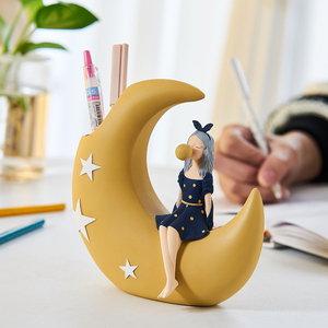 Cute <strong>Girl</strong> Pen Holder Resin Character Model Modern Home Decoration <strong>Bedroom</strong> Study Desktop <strong>Accessories</strong> Children's Stationery Gifts - Product Image 5