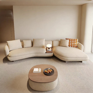 <span class=keywords><strong>Canapé</strong></span> d'angle minimaliste incurvé et durable avec fonction inclinable, en <span class=keywords><strong>tissu</strong></span> polaire Teddy, pour salon - Product Image 2