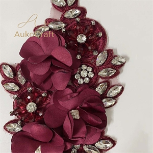 Atacado Barato DIY Luxuoso Aplique de Renda Bordado com Miçangas, Motivo Floral 3D, <span class=keywords><strong>Patches</strong></span> de Strass com Diamantes para Costura em Tecido de <span class=keywords><strong>Chiffon</strong></span> - Product Image 4