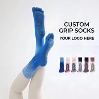 Chaussettes antidérapantes côtelées en coton à cinq doigts avec logo personnalisé, idéales pour le Pilates, la barre, le yoga et le Reformer pour femmes