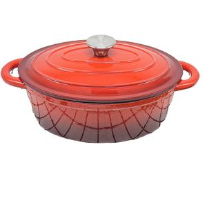 Cacerola de Hierro Fundido Esmaltado de Color Rojo, Forma Irregular, con Tapa, Diseño Europeo, 23 cm de Diámetro, Apta para Gas e Inducción - Product Image 1