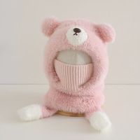 Chapeau pour bébé, écharpe, masque, protection des oreilles, chapeau à capuche pour enfants, chapeau en peluche ours en Teddy pour l'automne et l'hiver