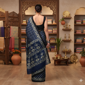 Sari en Soie Modale Premium Léger et Respirant à Motifs Floraux, Longueur Ras du Sol, Style Ethnique Moderne, Idéal pour les Fêtes et Festivals, Vente en Gros - Product Image 2